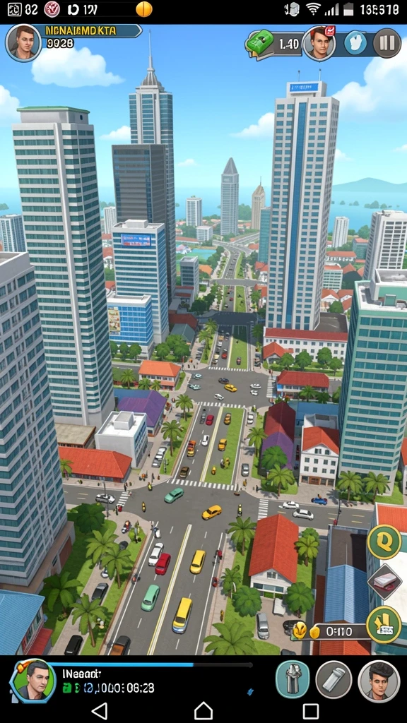 Tampilan level-game yang penuh warna dan desain yang kreatif.
