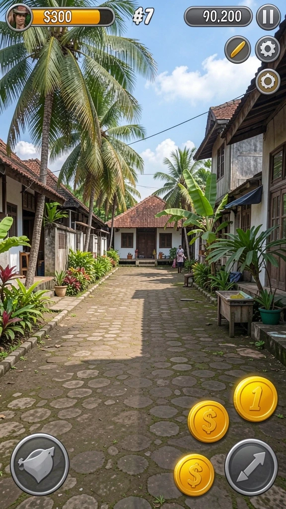 Menampilkan karakter utama dalam aksi petualangan.