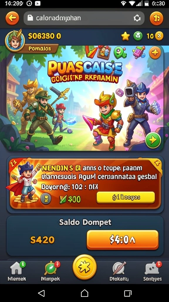 Screenshot memperlihatkan bonus menarik untuk pengguna baru.